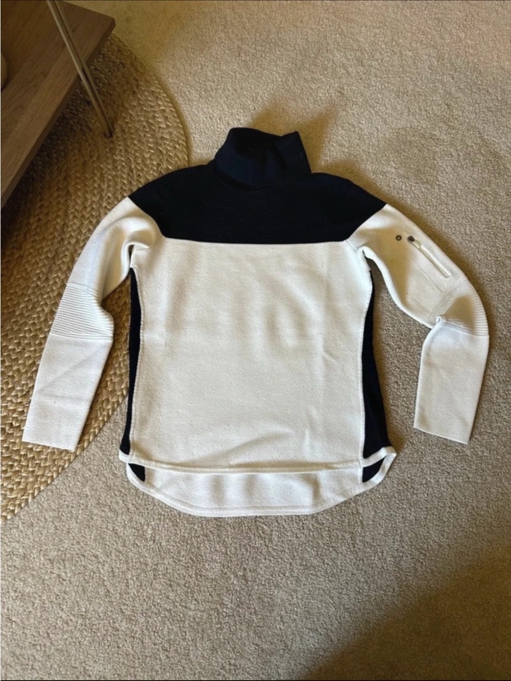 Athleta Black & White Colorblock Turtleneck Sweater